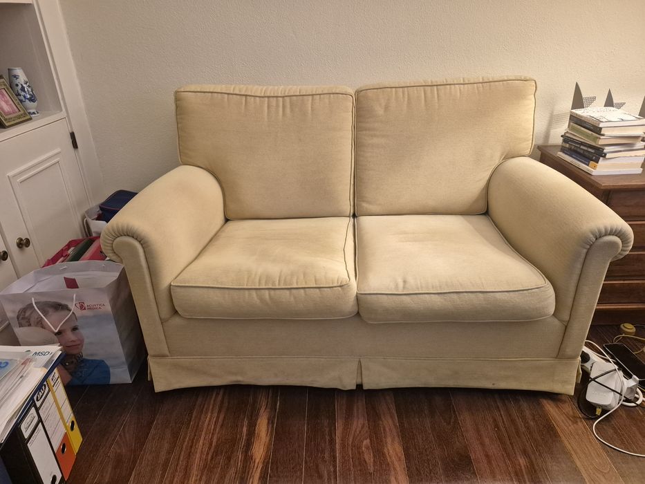 Sofá Compacto de 2 Lugares | Bege/Creme - 140 cm