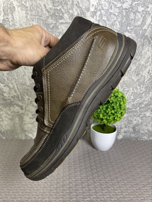 Skechers Relaxed Fit ботинки 45 размер кожаные коричневые оригинал