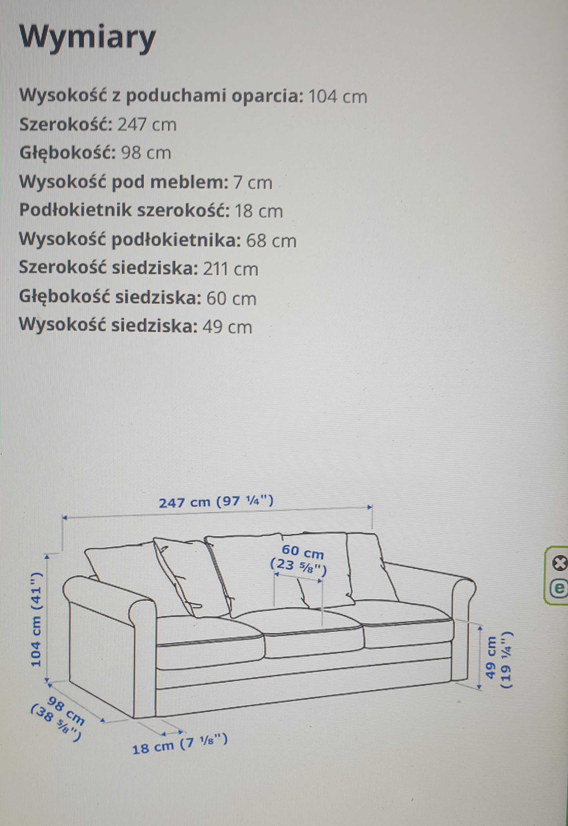 Kanapa 3os. z IKEA stan bardzo dobry