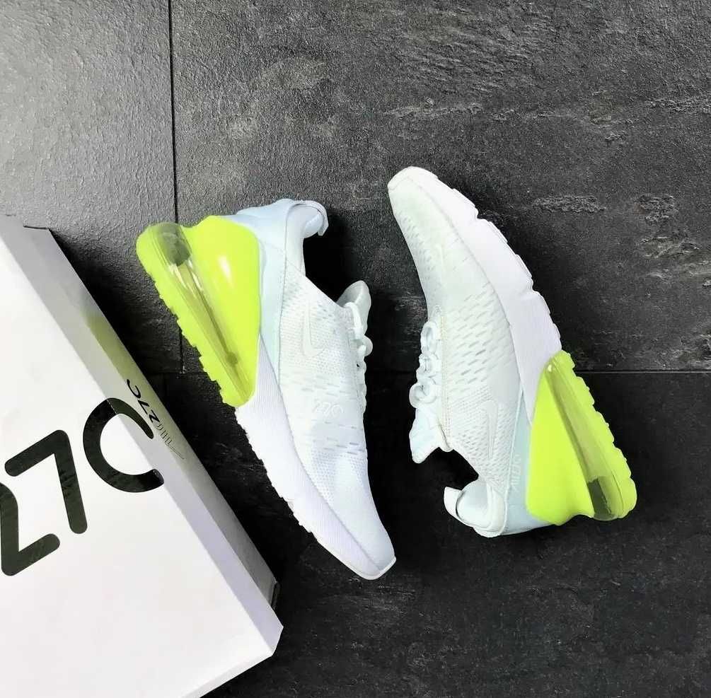Кроссовки Nike Женские Белые Найк 270 с Амортизацией Желтые