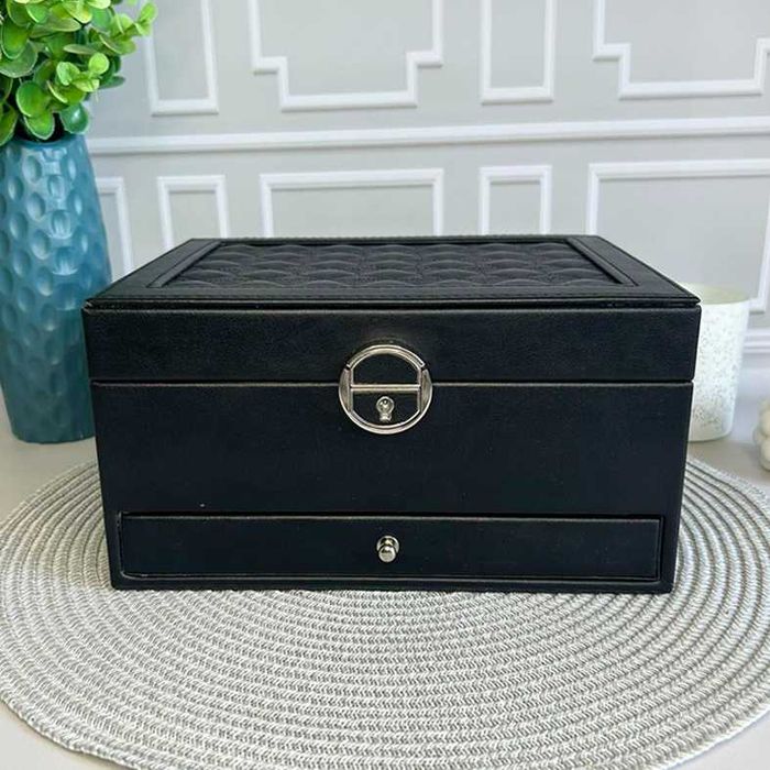 Шкатулка для прикрас із дзеркалом та замком Чорна 23x17,5x12см УЦІНКА!