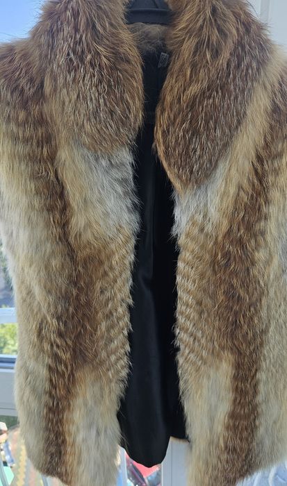 Натуральна жилетка з лисиці+шкіряна куртка