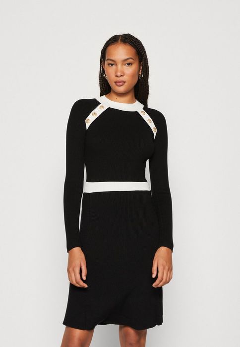 Sukienka czarna dzianinowa z guzikami Anna Field S