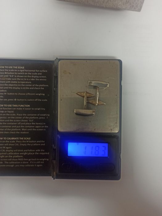 Запонки серебро 875" вес 11,83гр.