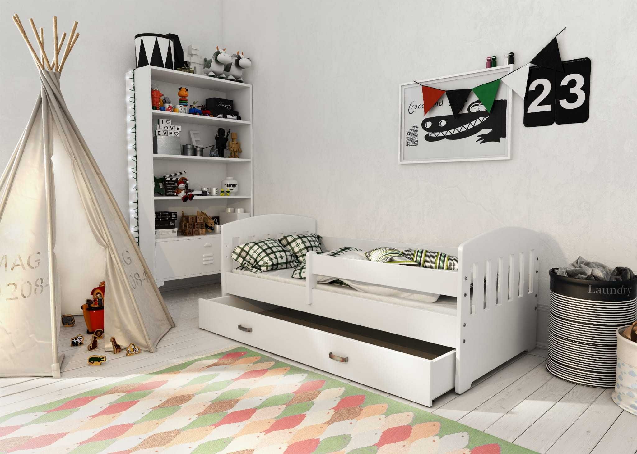 Meble Magnat łóżko dziecięce sosnowe 80x160 białe Miki B6