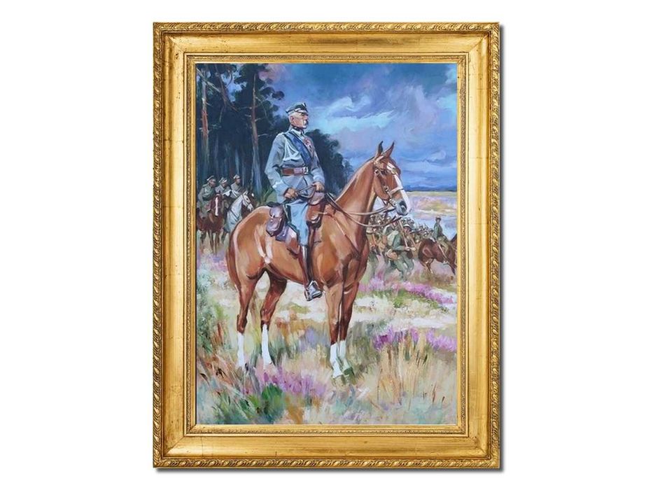 Obraz malowany W. Kossak portret MARSZAŁEK JÓZEF PIŁSUDSKI na koniu