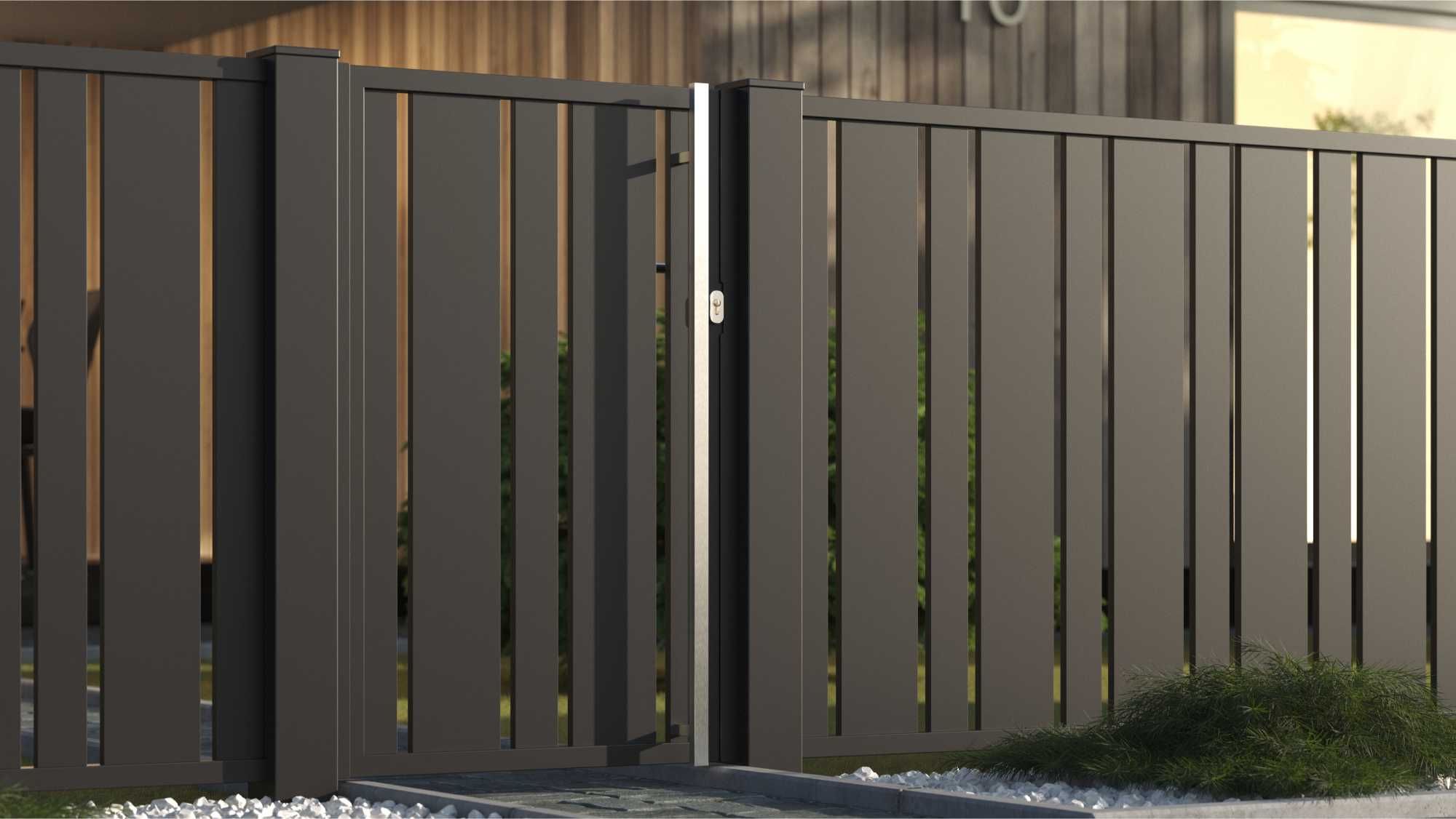 Przęsło aluminiowe segment ogrodzenie płot kolekcja VERTICA 2 x 1,2m