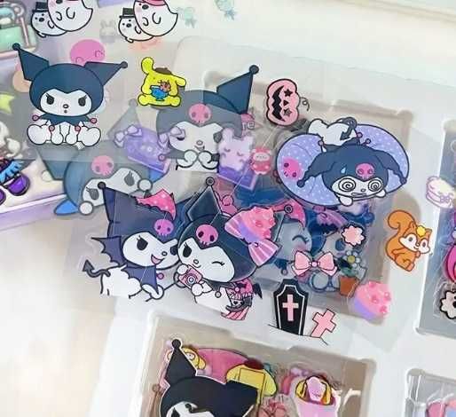 pudełko prezentowe zestaw 100 arkuszy naklejek Kuromi Sanrio Kawaii