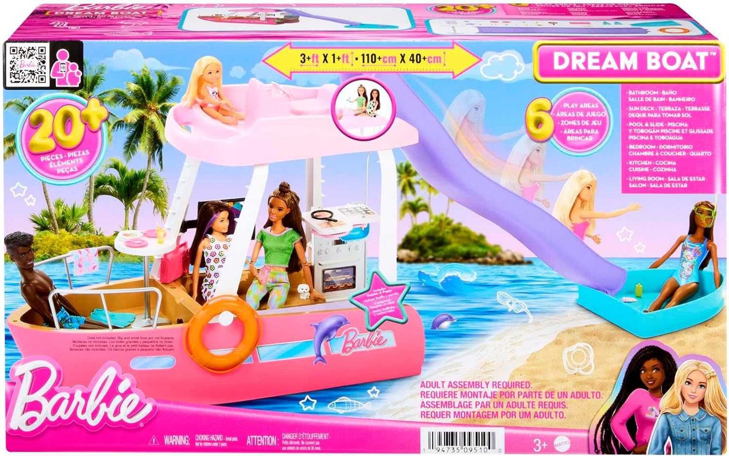 Великий ігровий набір Barbie Dream Boat, Pink with 6 Play Areas