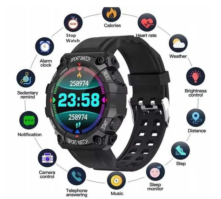 Inteligentny zegarek Bluetooth FD68s Czarny ttst739