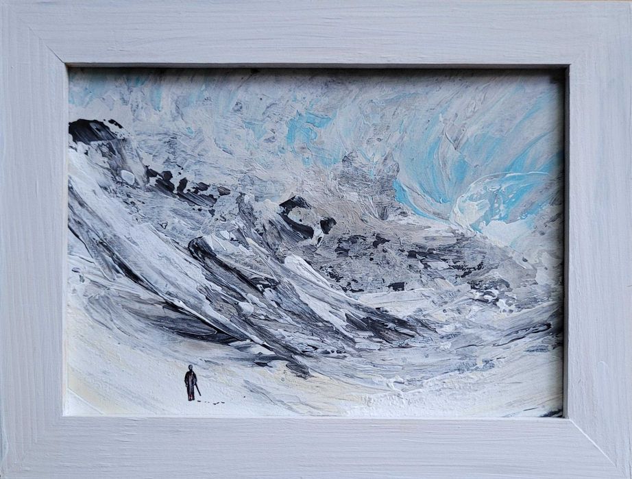 Obraz ręcznie malowany "Góry + rama