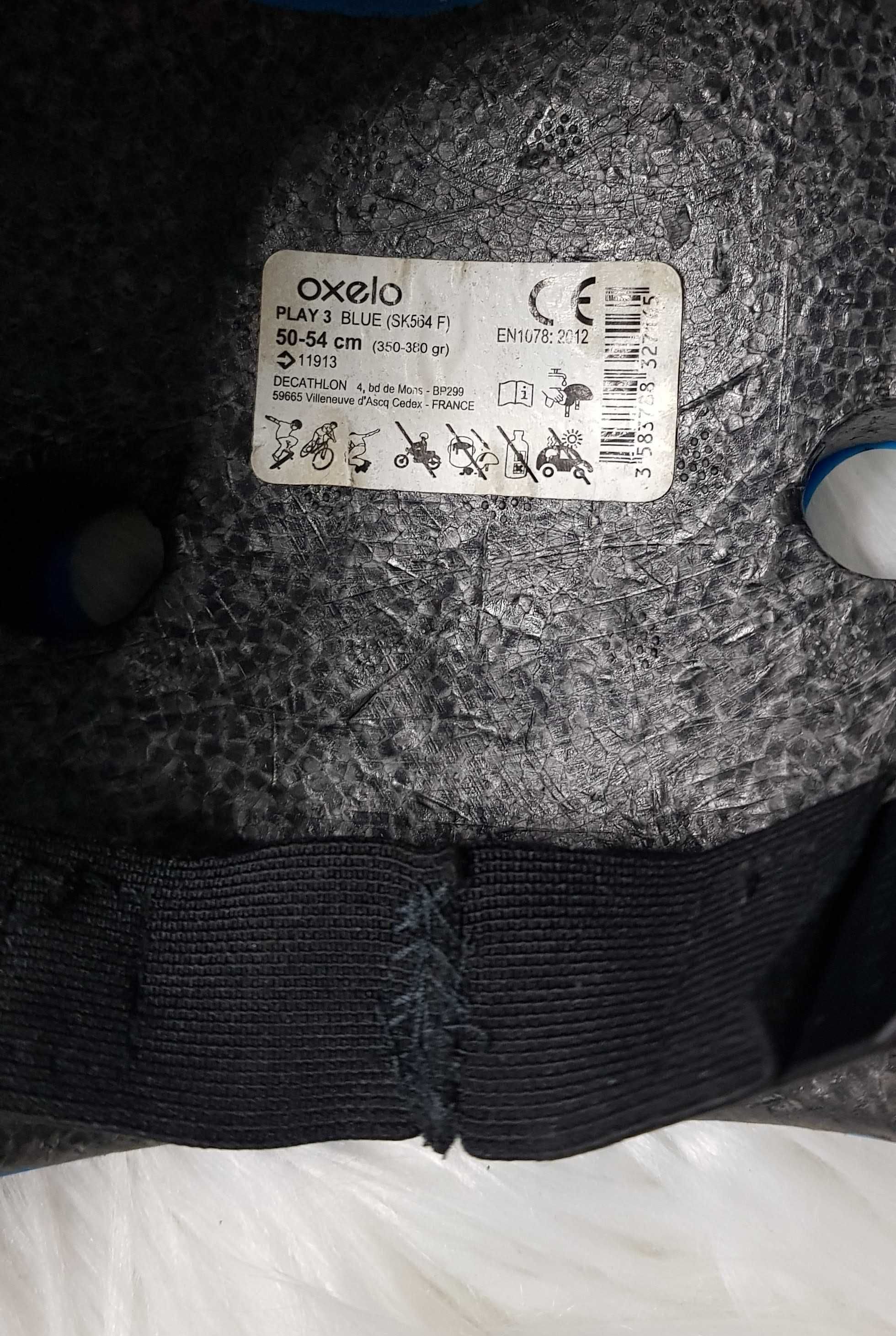 Niebieski Kask Oxelo 50 - 54 cm dziecięcy na rower rolki hulajnogę