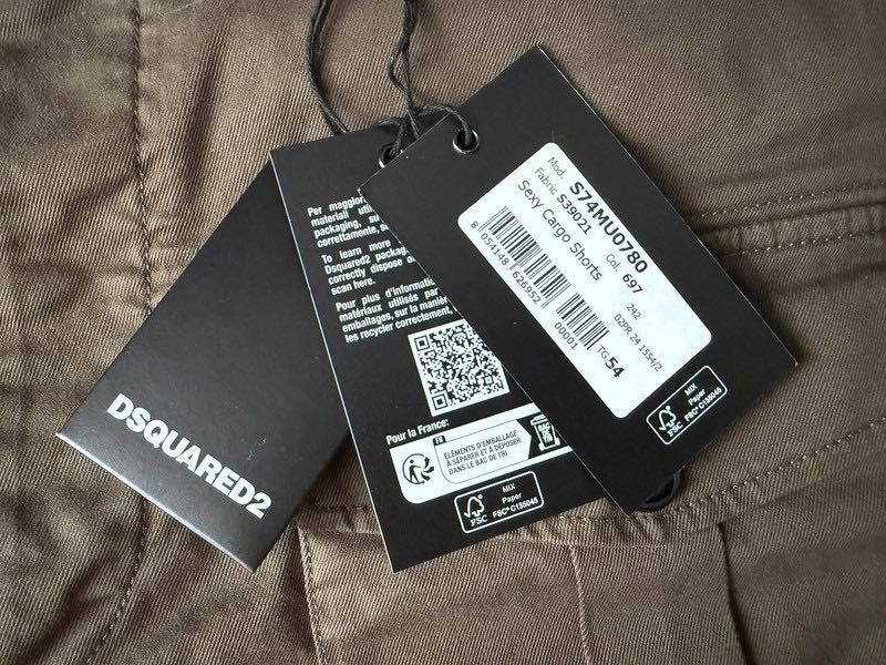 Dsquared2 Męskie Szorty MIlitarne Sexy Cargo Zielone 54