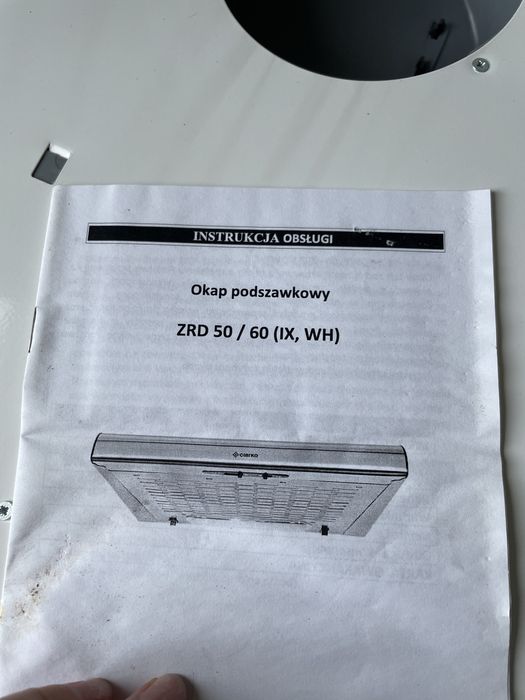 Nowy Okap podszafkowy kuchenny biały Ciarko 50 cm