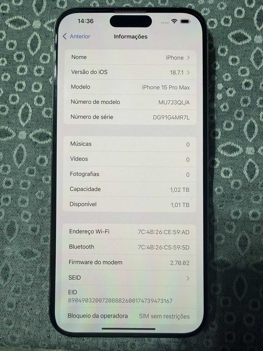Iphone 15 Pro max 1 Tb Como Novo