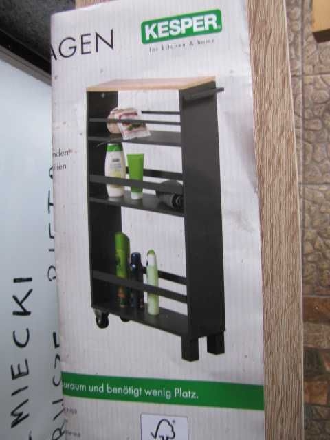 Kesper Regał wnękowy na kółkach, szary wyciągana półka na akcesoria