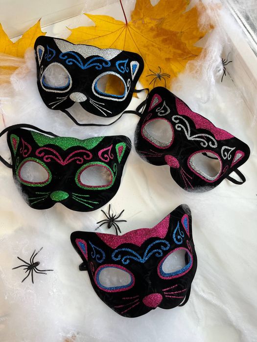 Маска Хеллоуин Кошка Заяц Ажурная Карнавальная Крик