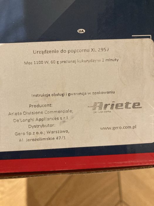 Ariete maszyna do popcornu party time xl nowa