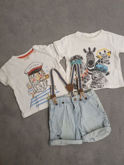 Spodenki jeansowe i tshirty Zara Baby rozmiar 74
