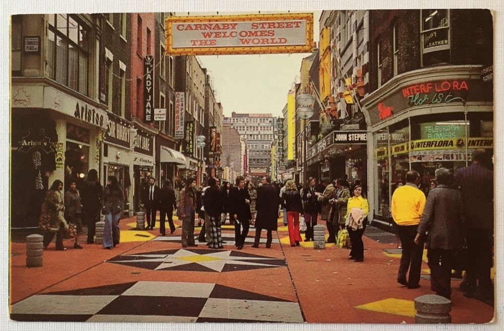 Carnaby Street, London. Pocztówka lata 60-te.