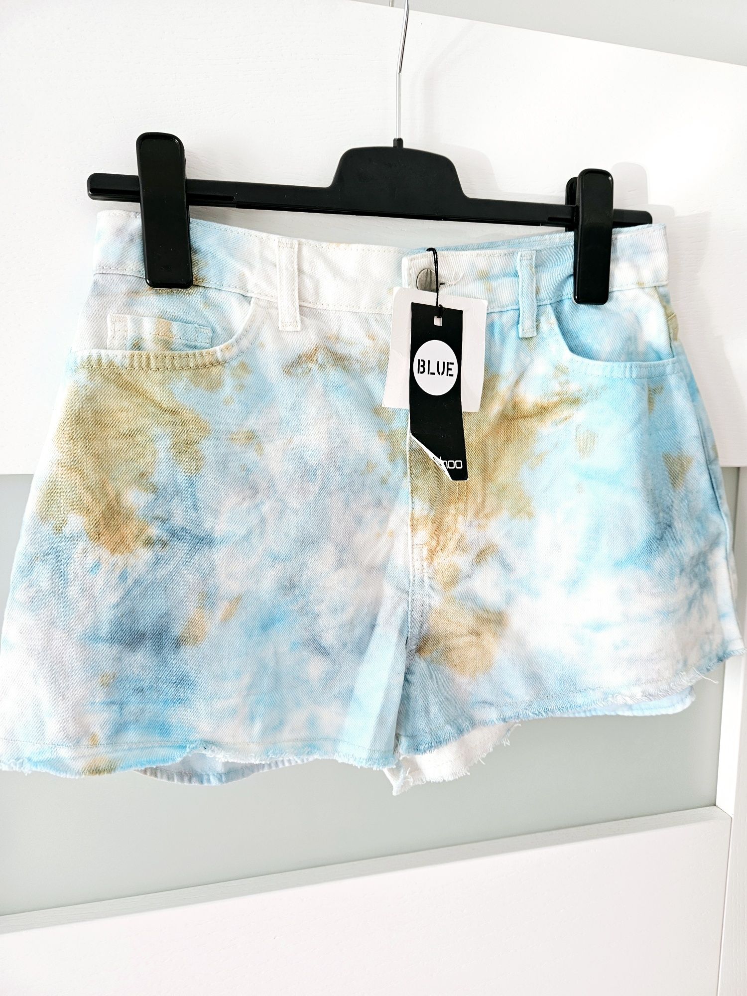Nowe szorty z wysokim stanem Boohoo m 38 szorty tie dye