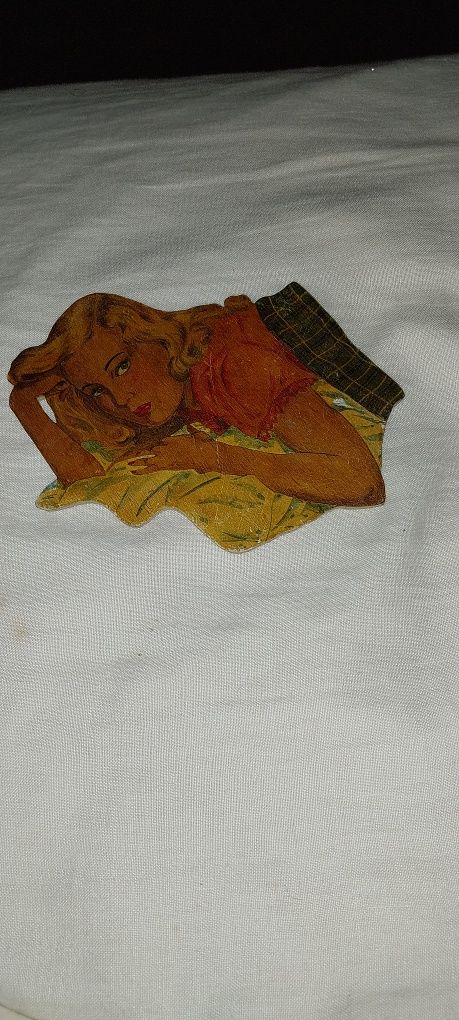 Pintura  em madeira de adolescente, em 1950