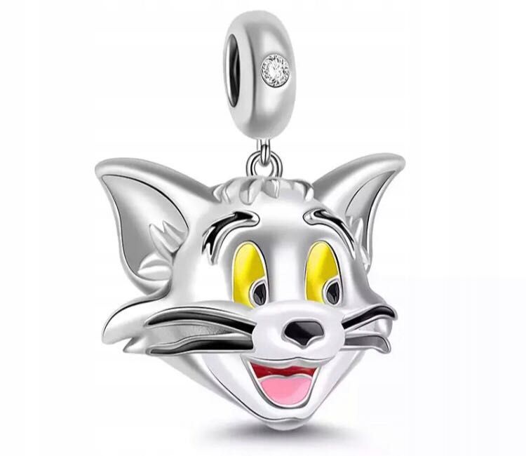 charms do pandora srebro kot s925 tom jerry łeb głowa wisiorek