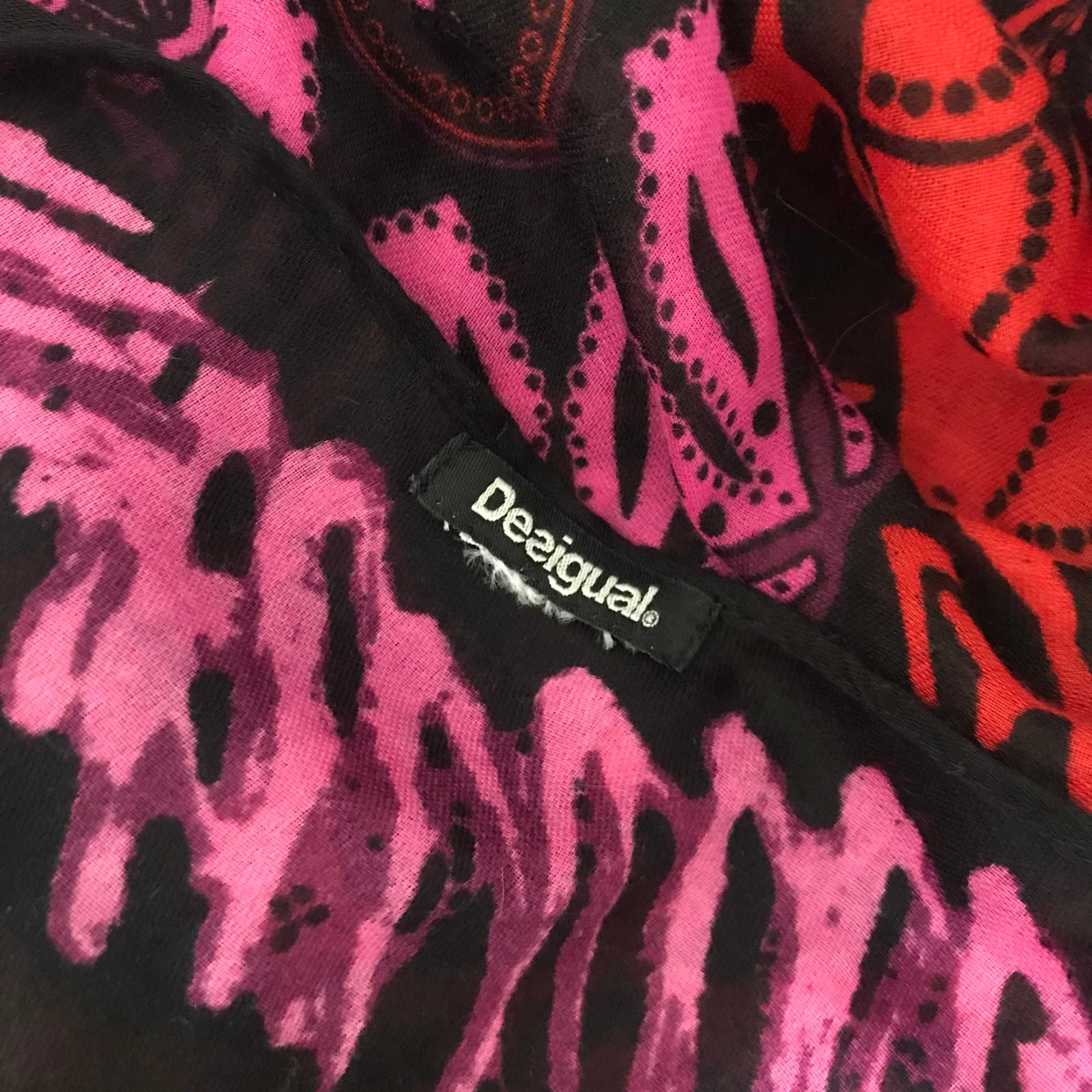 Lenço Desigual Rosa, Preto e Vermelho