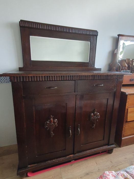 Stara komoda z lustrem kryształ nadstawka kolonialna