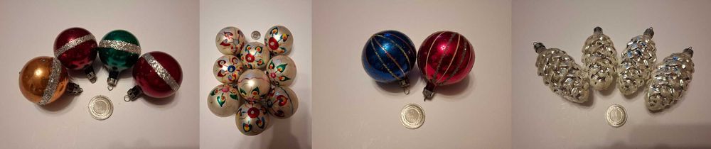 Bombki choinkowe stare, szklane, ręcznie robione, 150 szt.