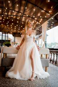 Весільна сукня свадебное платье розріз корсетное разрез шифон