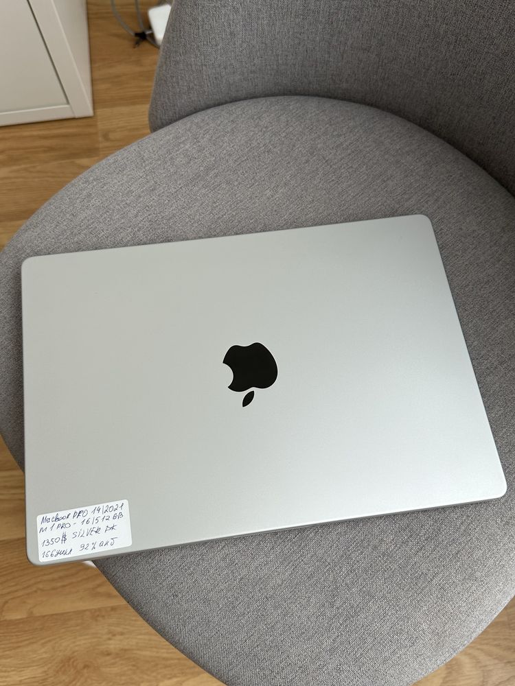 Macbook pro 14 2021 m1pro 16/512 silver 1100$