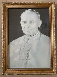 Obraz Jana Pawła II w złotej ramie