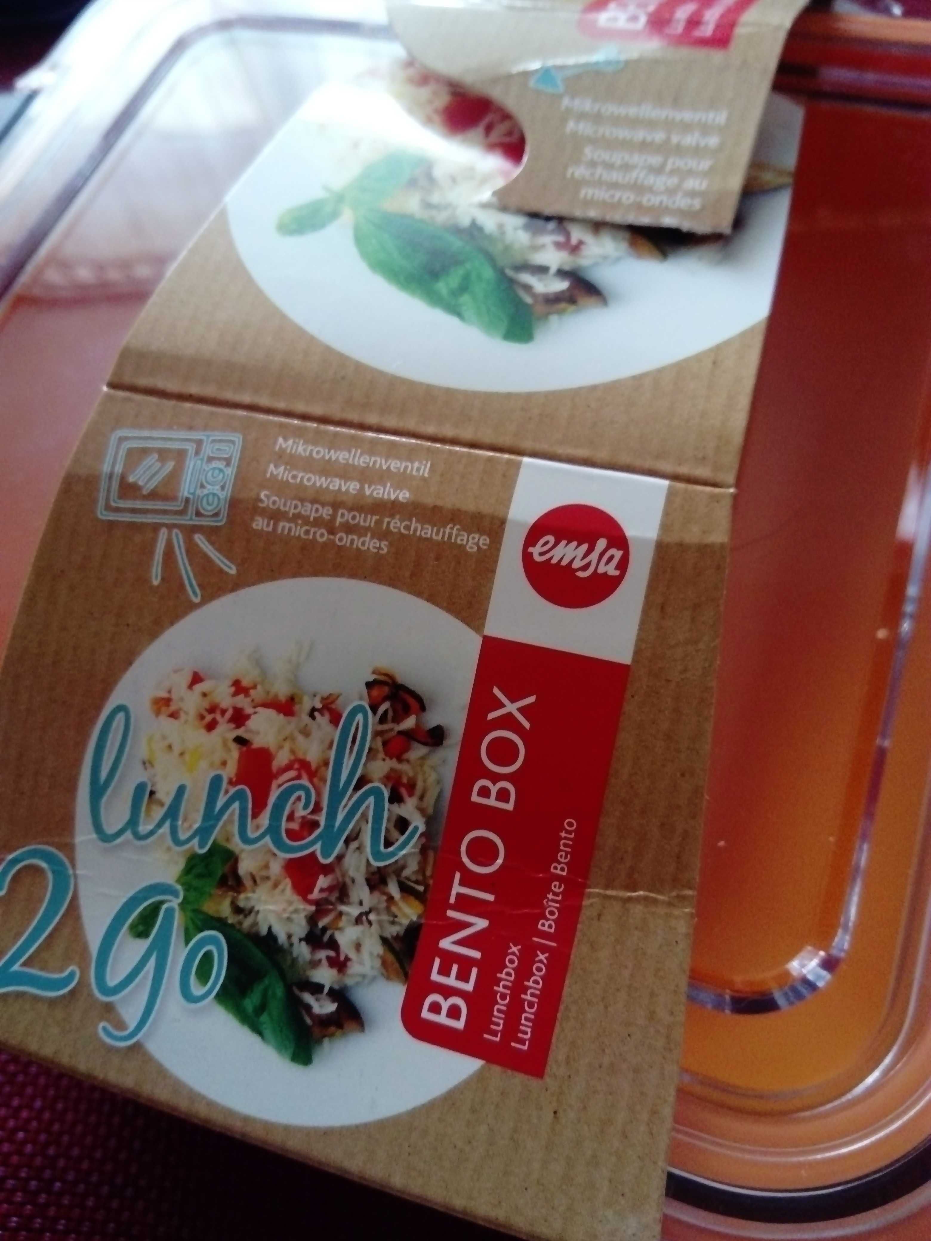 Emsa, Pojemnik Bento Box z wkładami. 0.9L. kol. szary/pomarańczowy