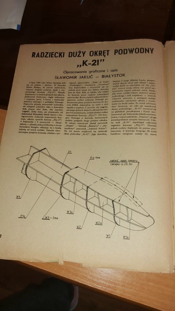 Mały modelarz - statek "radziecki duży okręt podwodny "K-21"