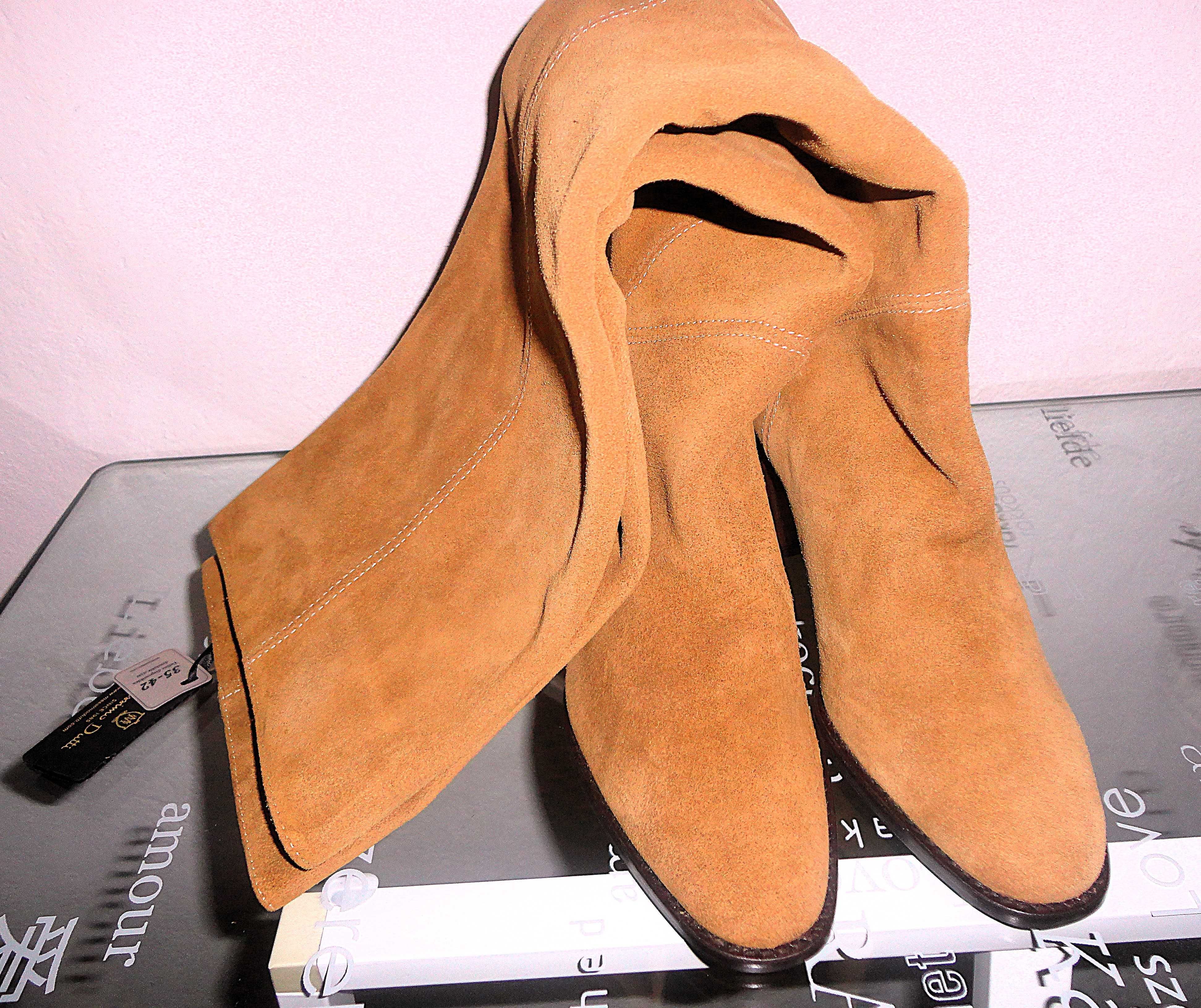 Botas cano alto camel Massimo Dutti