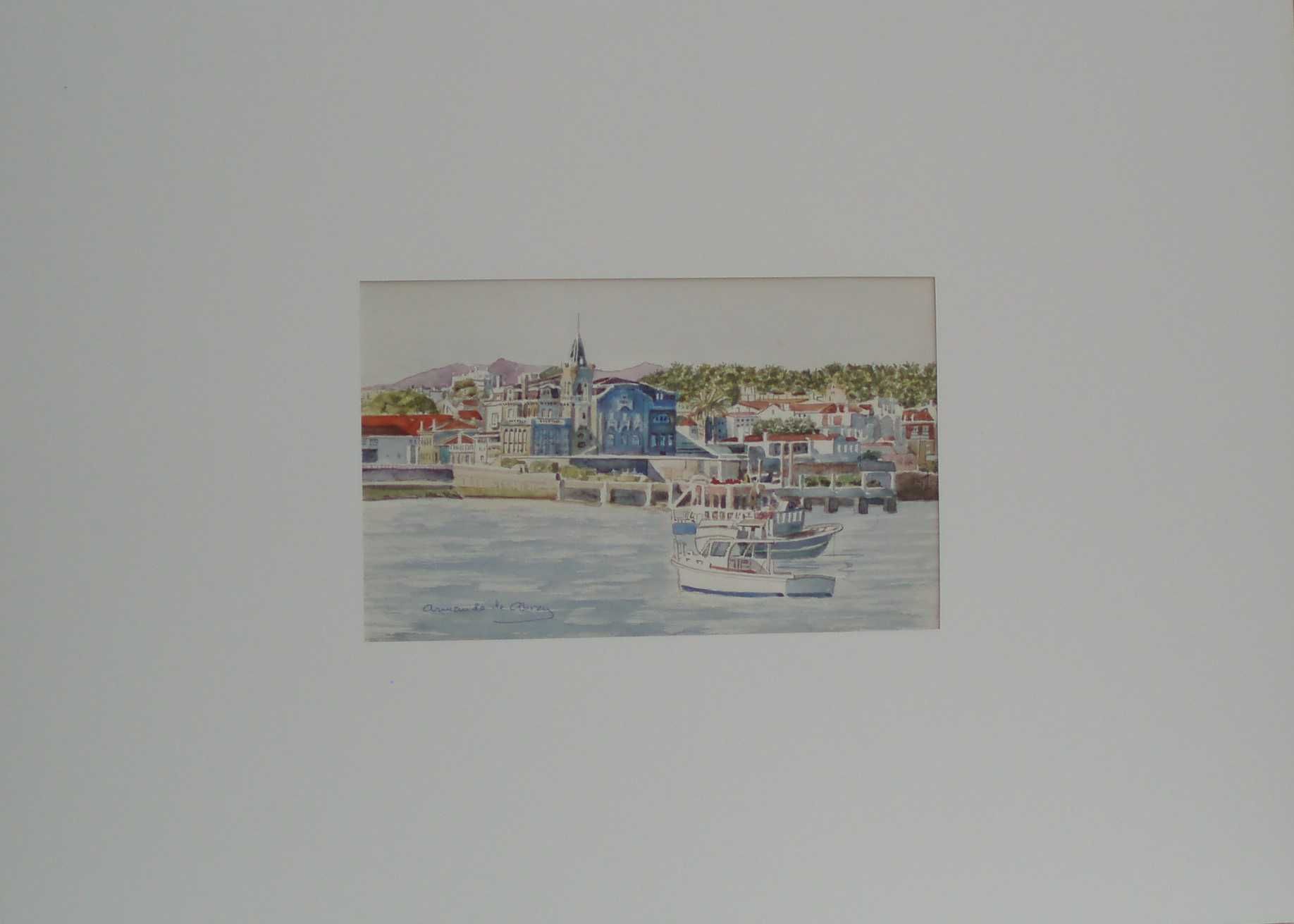 Cascais, numa aguarela original de Armando de Abreu