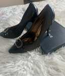 Czarne buty na obcasie 37 brokatowe