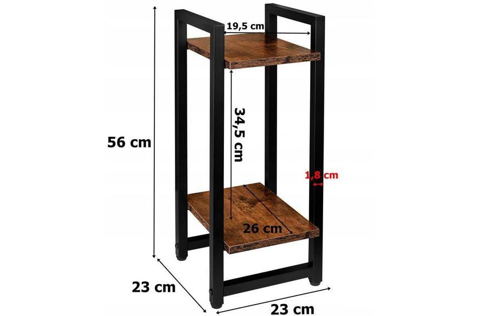 PIĘKNY KWIETNIK Stojak na kwiaty 2 półki Czarny/Dąb 56 cm Nowy