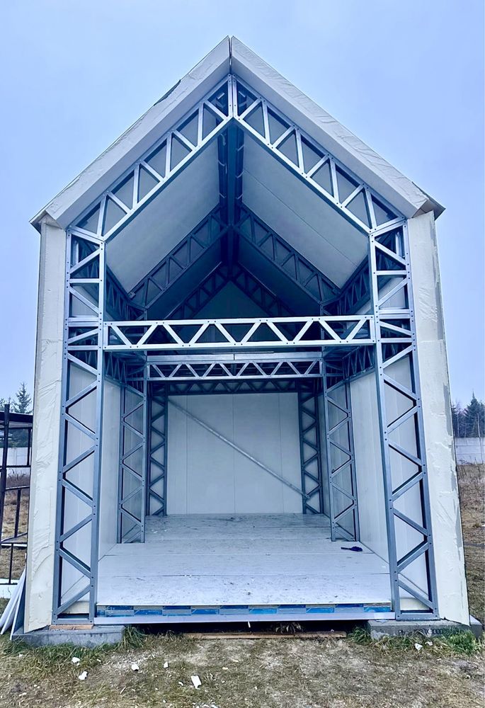 Dom modulowy 80m2, konstrukcja stalowa, plyta pir