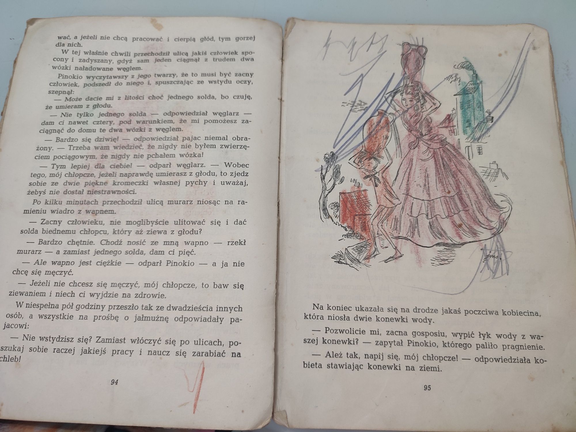 Pinokio C. Collodi 1956 książka bajka antyk