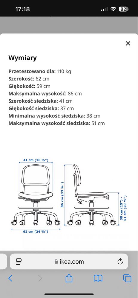 Dziecięce krzesło biurowe