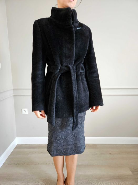 Luksusowa, ciepła kurtka z czarnej alpaki - extra look!