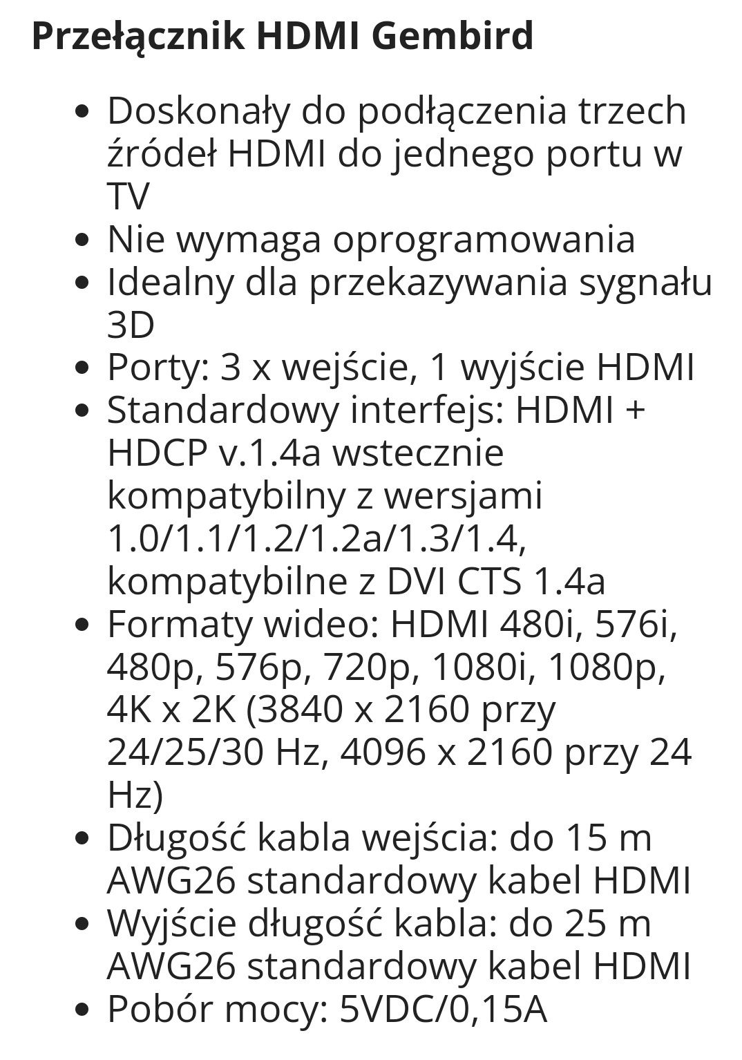 Switch  hdmi z wyborem wejścia