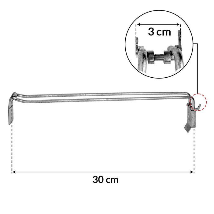 Podwójna Zawieszka tył Euro perforowany 30 cm z wysięgnikiem na clips