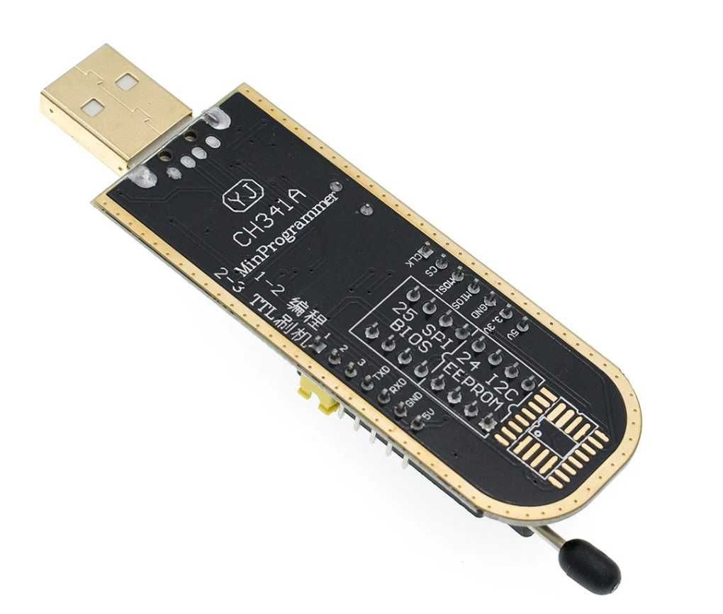 Програматор CH341A 24 25 FLASH EEPROM з кліпсою/прищіпкою адаптером
