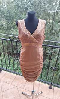 Złota sukienka imprezowa koktajlowa Nowa rozmiar XL 42