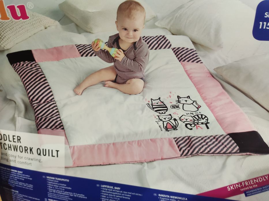 Lupilu kolderka mata do raczkowania 115x115 stan idealny  kotki różowa