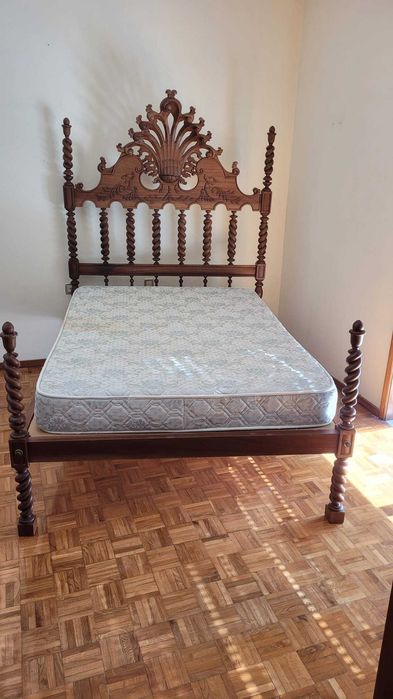 Mobilia Completa Quarto Cama Colchão Cómoda 2 Mesinhas Roupeiro