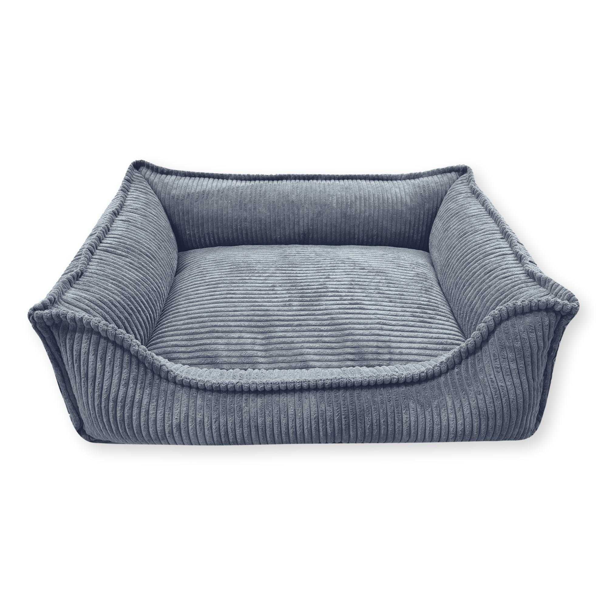 Seria PREMIUM - sztruksowe legowisko HUGO (80x60 cm, Grafit)